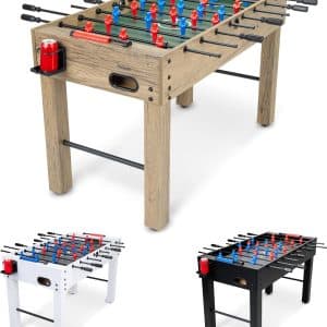 GoSports 48 Inch Game Room Size Foosball Table - Includes 4 Balls and 2 Cup Holders – Black, Oak, or White