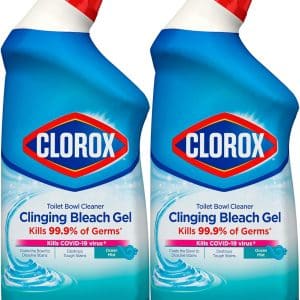 Clorox Toilet Bowl Cleaner, Clinging Bleach Gel, Ocean Mist - 24 Ounces, Pack of 2